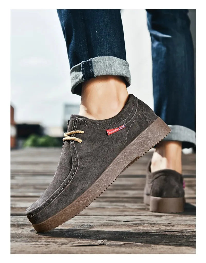 High Quality Men Casual Shoes Suede Leather Work Shoes Platform British Business Party Dress Shoes Male Lace-up Flats Sneakers