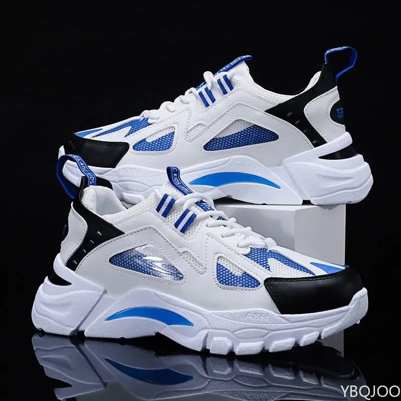 New Men's Shoes Spring  Autumn Breathable Mesh Shoes Thick soled Height Increasing Shoes Men's Versatile Trendy Sports Shoes