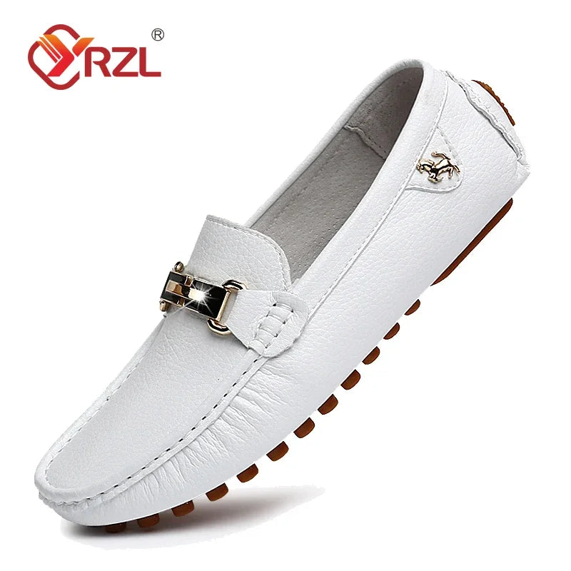 YRZL Men's Loafers Dress Office Shoes Men PU Leather Casual Shoes Lightweight Breathable Comfortable Slip on Driving Shoes Men