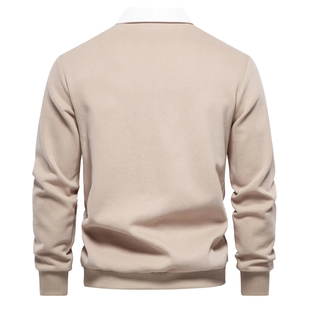 2023 New Autumn Fashion Design Polo Neck Sweatshirts for Men Casual and Social Wear Quality Cotton Mens Sweatshirts