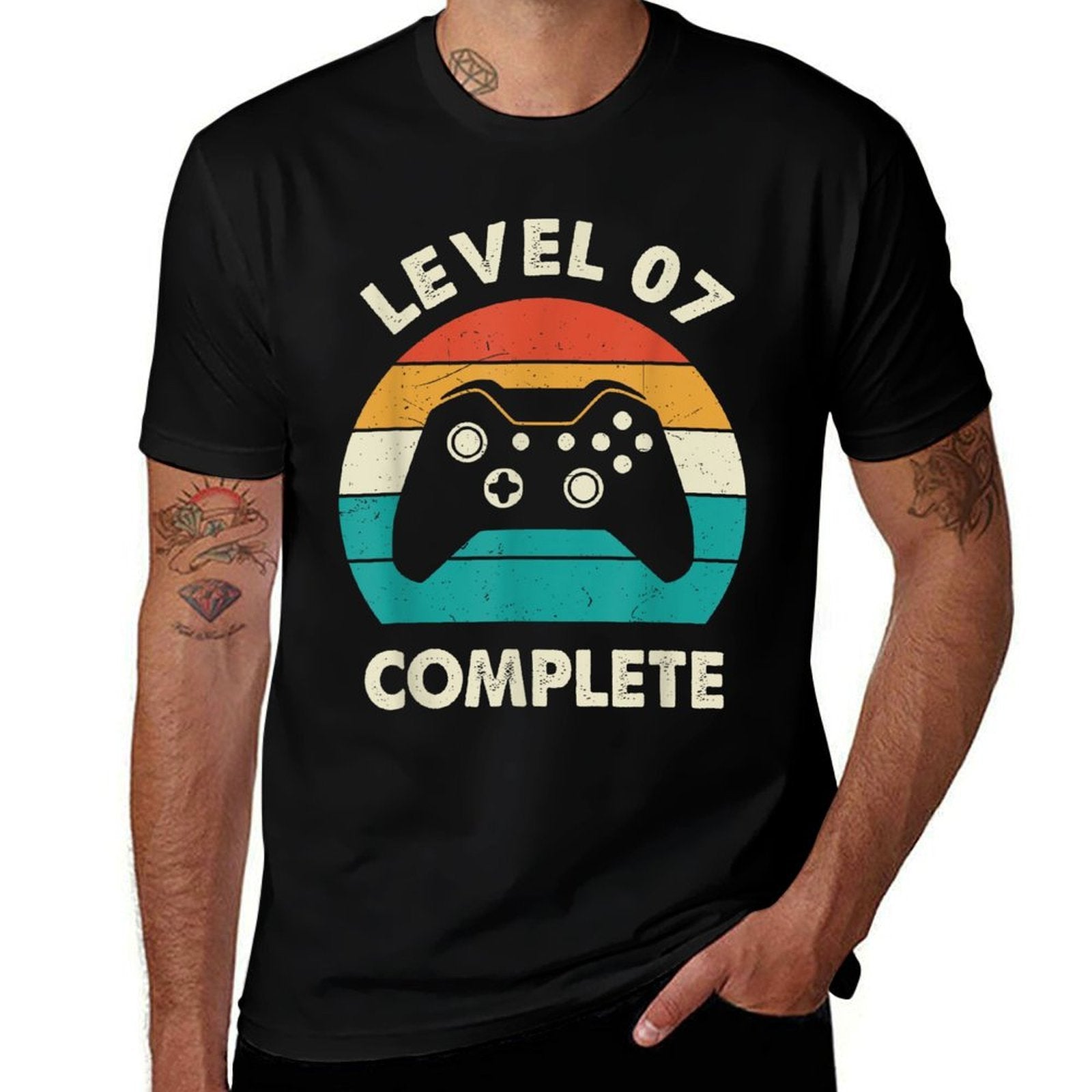 7th Wedding Anniversary For Couples Level 7 Complete  Ribbed Collar T-Shirt